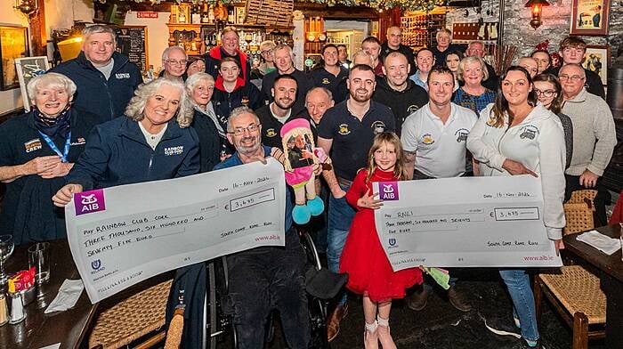 A cheque presentation took place last Saturday last at The Spaniard Inn, Kinsale. A south coast road run took place during the summer in which 12 steam traction engines and model engines travelled from Ballydehob to Halfway over the space of five days. The charity cheque recipients were at the presentation along with the steam traction engine owners who took part in the run.                                  (Photo: Andy Gibson)