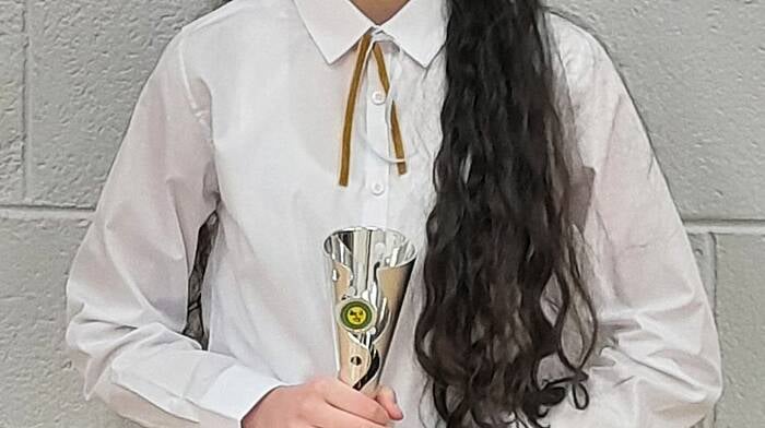 Róisín Ní Nuanáin, Carraig Uí Leighin, winner of amhránaíocht aonair at the south east final of Scór na nÓg in Riverstick last weekend.