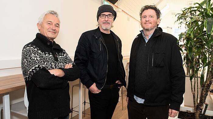 K-Works, a new co-working and community enterprise centre in Kinsale opened this week in the old library building. On the opening day were (from left) Adrian Wistreich (Future Kinsale), Maurice Supple (Blue Shed Productions) and Darren Burke (Future Kinsale).   (Photo: John Allen)