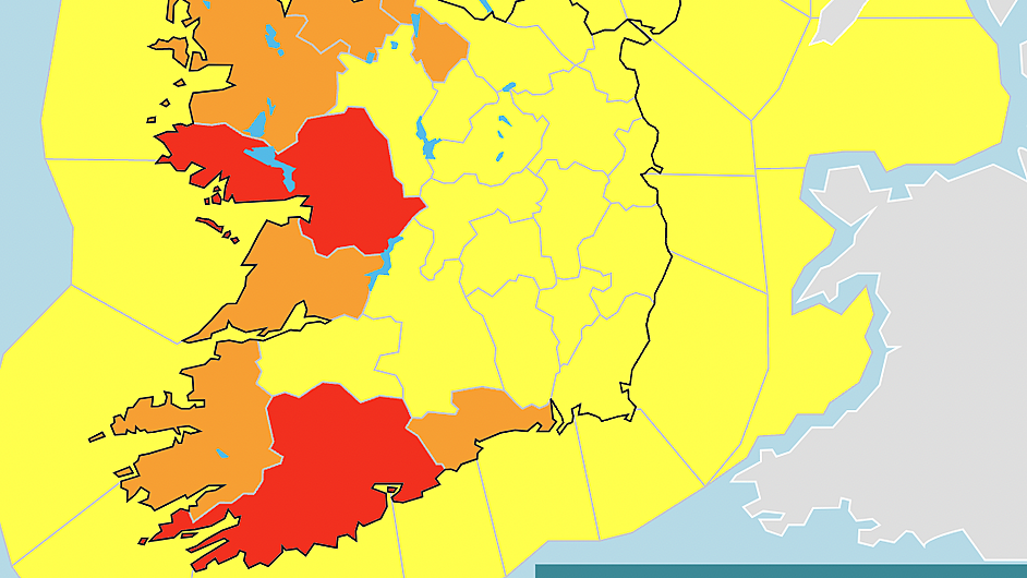 Red warning: 'Highest accumulations' for West Cork Image