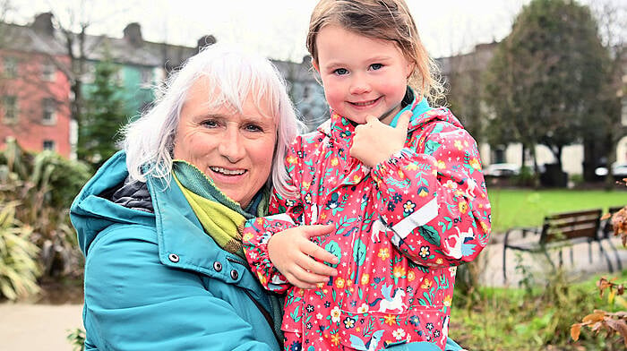 Lyn MacCurtain and Poppy Kelly, both from Clonakilty, out and about in Kennedy Gardens.   (Photo: Martin Walsh)