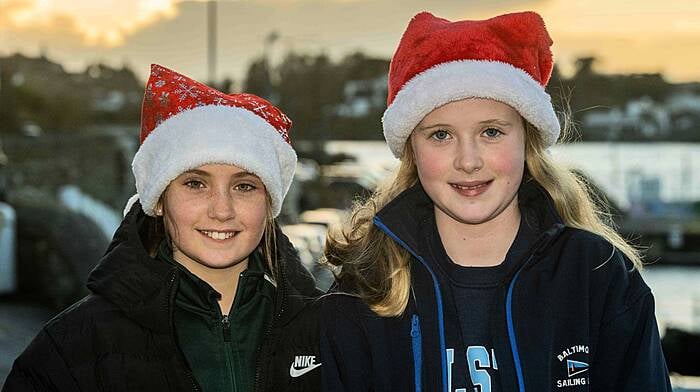 Santa made an appearance in Baltimore today, to coincide with the Christmas lights turn on. Enjoying the event were Hannah Sheehy and Rathnaid Whooley, both Baltimore. (Photo: Andy GIbson)