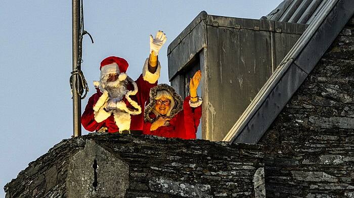 Santa made an appearance in Baltimore today, to coincide with the Christmas lights turn on. Santa & Mrs. Claus at Baltimore Castle. (Photo: Andy GIbson)