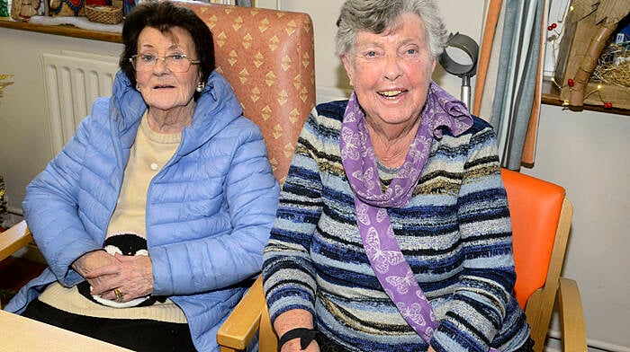 Pictured at the annual Christmas Coffee morning at Bandon day care centre was Kay Donovan and Eileen Desmond. Picture Denis Boyle