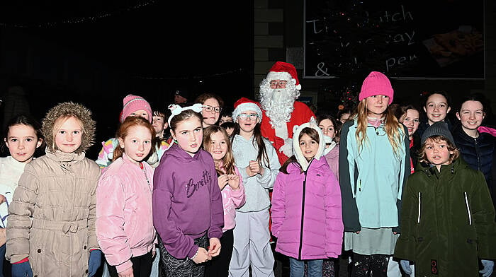 Santa Claus had a busy time in Timoleague on Sunday evening last.  Photo: Martin Walsh.