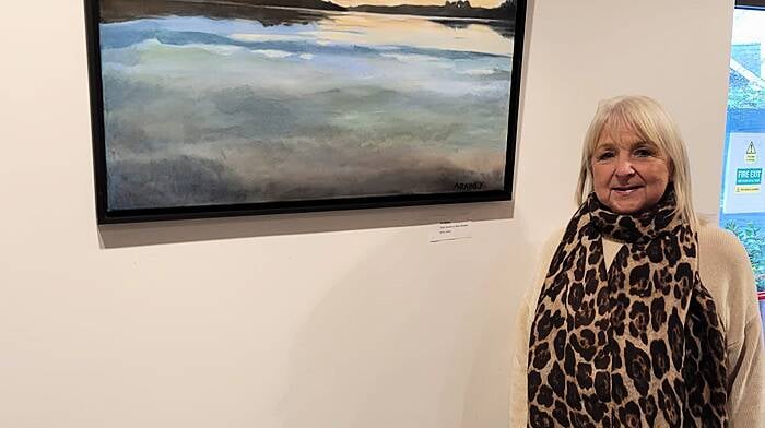 Airi Rainey presented her work Sunset on the River Bandon at the launch last week of the Winter in Kinsale exhibition in the Kinsale Library featuring many local artists.