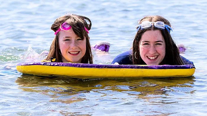 Monday April 05th 2025. Castlehaven, West Cork, Ireland
Hannah & Holly O’ Riordan from Drimoleague enjoying the last day of the Bank Holiday in the sea in Castlehaven.
Credit: Andrew Harris