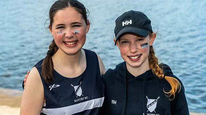 On a warm and sunny day, Bantry Rowing Club hosted a sprint regatta at Reendonegan Lake, Bantry on Saturday last with a large number of rowing clubs attending. Participating in the regatta were Hannah Murphy and Réiltín Maddock from Bantry Rowing Club. Picture: Andy Gibson.