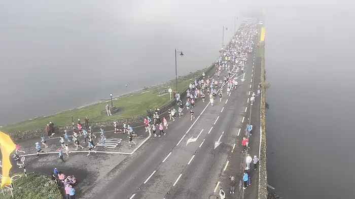 Heather Mahmood captured this brilliant photo of over 1,000 runners starting the annual Rosscarbery Surf, Turf n Tar event, which has now become a ‘must’ for enthusiasts with runners travelling from all over the country to take part. The course sees runners race over the causeway,  through Castlefreke woods, along the Long Strand and back through the Warren dunes, over a specially installed pontoon before finishing on the Pier road.