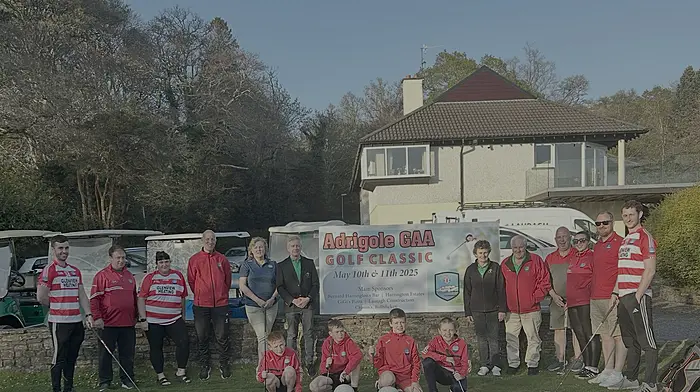Celebrating the launch of the Adrigole GAA golf classic are Glengarriff Golf Club captains Jim Coyle and Ka Bilous, along with members of Adrigole GAA golf club. The golf classic will take place in Glengarriff on May 10th and 11th.