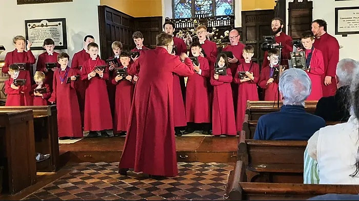At the concert at St Barrahane’s in Castletownsend last Friday, St George's Choir from Belfast provided a wide variety of music with singers that ranged in age down to the youngest of just seven-years-old. The two soloists Johnny and Leo Gadd moved the heart, and choir master David Falconer engaged with the audience with his humour and knowledge.  The church organ was played beautifully by Mark McGrath.