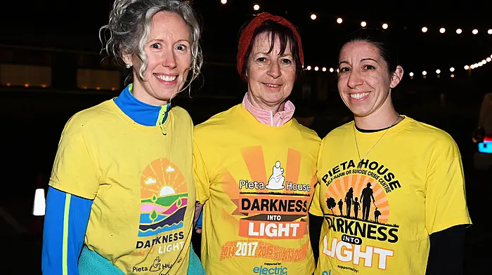 Supporting Darkness into Light in Clonakilty were Brid O'mahony, Kay O'Flynn and Emma O'Flynn, all from Lisavaird