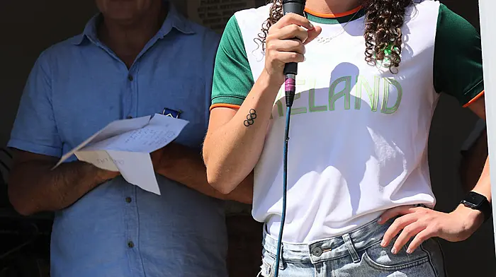Olympian Nicola Tuthill  speaking at the opening of Bandon Show