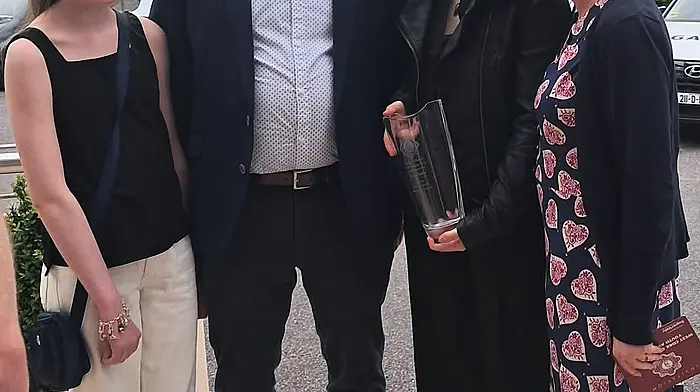 Cora Harrington (second from right) at the West Cork Garda Youth Awards with her sister Emer and parents Stephen and Andrea.