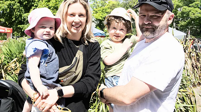 Locals Lorna and Ed Twomey with their children Beth and Oliver out and about in Clonakilty.  (Photo: Martin Walsh)