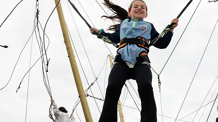FARMING: Belgooly, Cork, Ireland. 31st May, 2025. Astrid Quin from Kinsale having fun on the amusments at the annual agricultural show in Belgooly, Co. Cork. - Picture: David Creedon