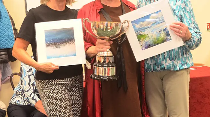 Recent winners of the Joan Murphy bridge cup were Lil O'Donovan and Claire O'Donovan, who were presented with their award by outgoing club president Pauline Norris (centre).