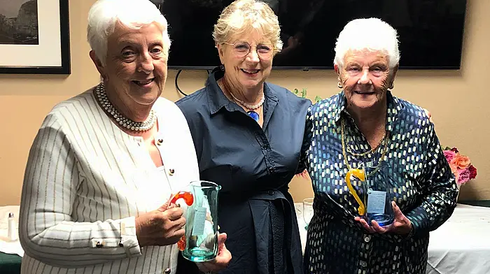 Winners of the Dunmanway Bridge Club’s president’s prize were Margaret Murphy, Freda Creedon (club president)  and Ann Bailey.