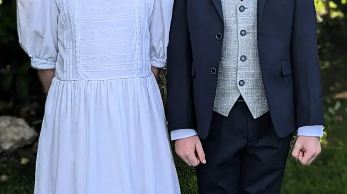 Cousins Kate McGarry (Dunlavin, County Wicklow) and David Hayes (Enniskeane) recently received their First Holy Communion.