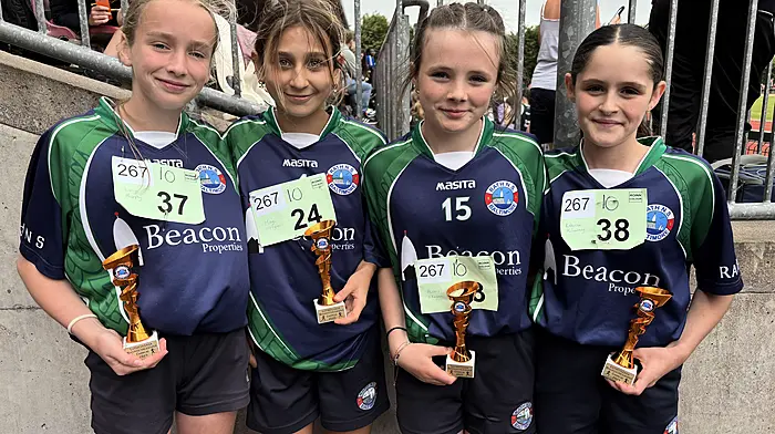 Lucy Murphy, Maya O’Flynn, Alexis O’Regan and Rebecca McSweeney of Rath National School, came third in the senior relay at Cork city sports.