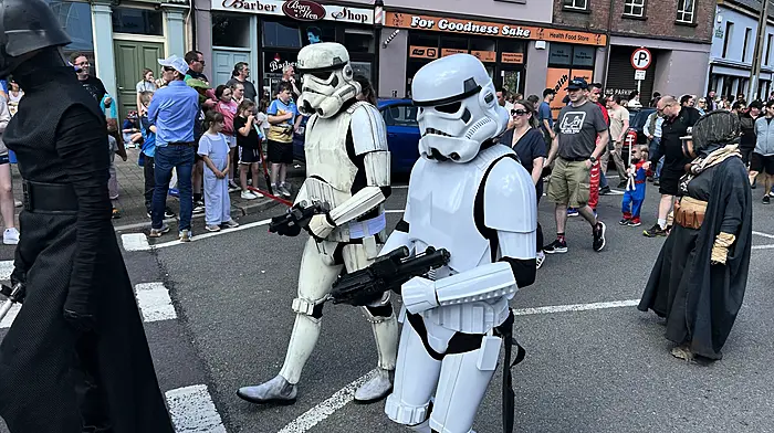 Stormtroopers enjoying  the parade at the Feel the Force festival.