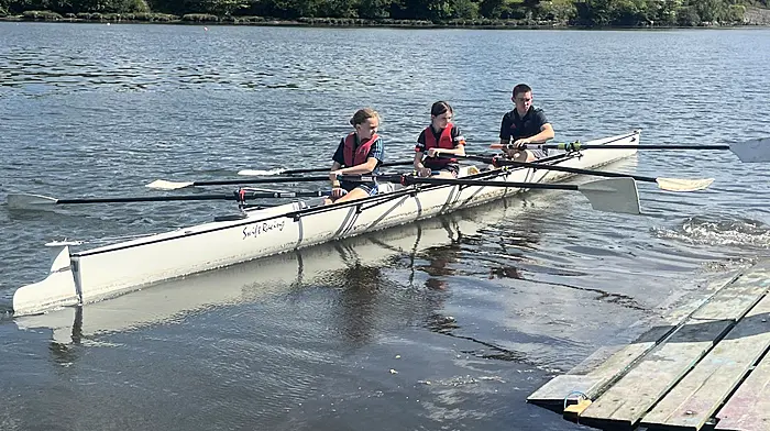 Caoimhe Cottrell and Alexis O’Regan taking to the river Ilen as part of Skibbereen Rowing Club’s schools’ programme.
