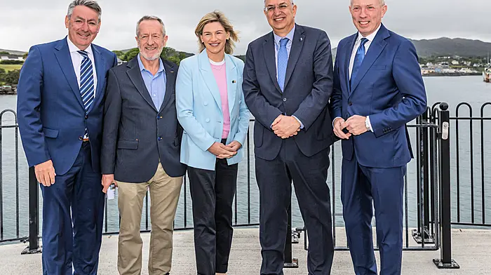 EU Commissioner for Fisheries, Costas Kadis,  and Minister for Agriculture Food and Fisheries and the Marine Timmy Dooley visited Castletownbere and met with MEPs Nina Carbery, Sean Kelly and Billy Kelleher.  (Photo: Anne Marie Cronin)