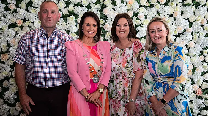 Dunmanway business members attended the Network Ireland West Cork Business Awards event last Friday at Inchydoney Lodge & Spa: Tim Buckley (chair of Dunmanway Chamber of Commerce), Cllr Deirdre Kelly (deputising for the mayor of Cork county), Sandra Maybury (Maybury Marketing) and Jane O’Regan (manager, AIB Dunmanway).       (Photo: Kathryn O'Shea)