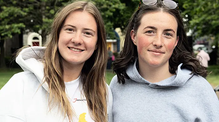 Local sisters, Amy (left) and Ellen Beechinor in Kennedy Park, Clonakilty. (Photo: Martin Walsh)