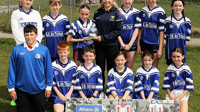 Roinn 9 Mixed runners-up Togher NS with Cork footballer Laura O'Mahony. (Photo: Paddy Feen)