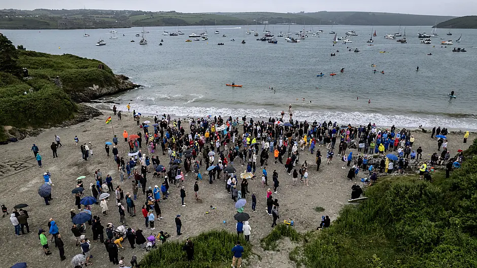 Large group turn up to protest against mussel farm Image Large group turn up to protest against mussel farm Image
