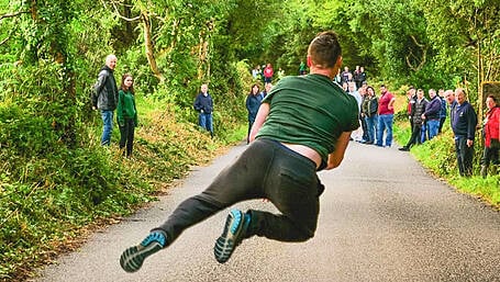 Sport doesn’t get more extreme than this... road bowling Image