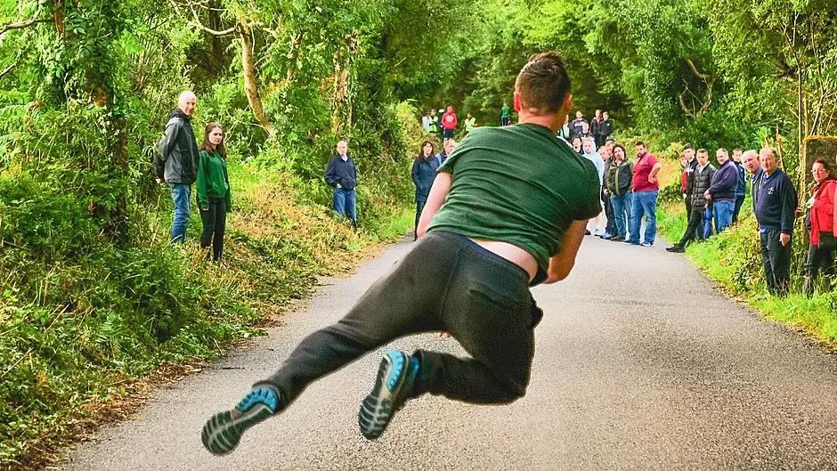 Sport doesn’t get more extreme than this... road bowling Image
