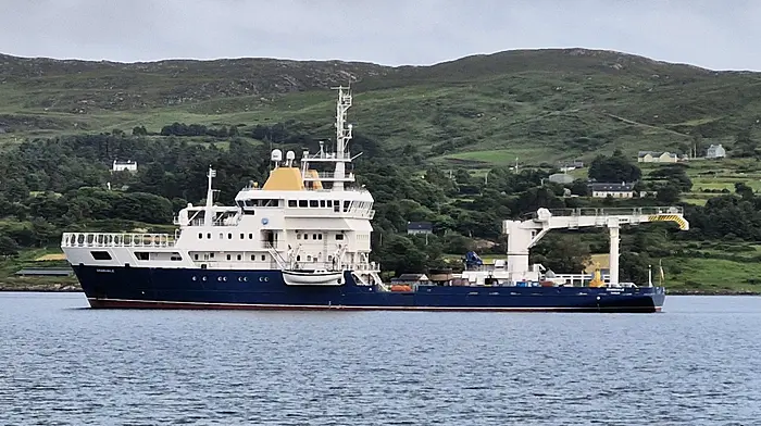 The Granuaile, at 80 metres in length and 16 metres in breadth, was one of the biggest ships to enter Cametrignane Sound.