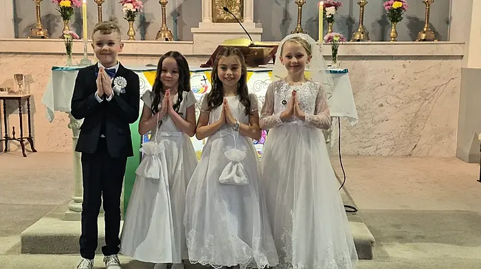 Pupils of Kilcrohane National School who received their First Holy Communion at the Star of the Sea Church recently are Fionn McCarthy, Mia Tobin, Leah O'Donovan and Danann McGettigan.