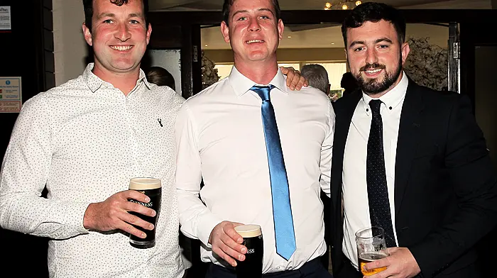 Cathal O'Sullivan, Shane O'Leary and Darren O'Donovan at the Dinner Dance.