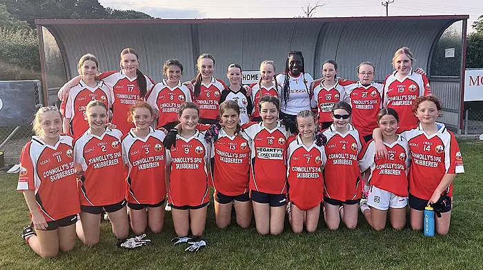 The O’Donovan Rossa U13A ladies who won their county semi-final last weekend.

Front: Milana Collins, Adelaide Hegarty, Eve O’Sullivan, Lauren McCarthy, Emma Hourihane, Cara Herlihy, Hannah Tobin, Grace Murnane, Maddie O’Connell (captain) and Lily O’Sullivan. Back: Aoise Maguire, Nicola Lawlor, Ruby Humston, Nicole O’Sullivan, Jessica Galvin, Anna Hegarty, Femi Aba, Ani Foley, Molly

O’Donovan and Sophia O’Shea.
