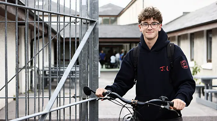 Leaving Cert student Jackson Little at Schull Community College at the start of his State exams on Wenesday. Photo by Carlos Benlayo