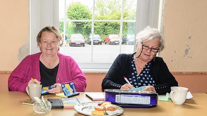 Vesta Kingston and Maureen Hurley, both from Dunmanway, were kept busy selling tickets at the St Mary’s Church tractor and car run. The run was held in aid of Cancer Connect and St Mary’s Church, Dunmanway. (Photo: David Patterson)