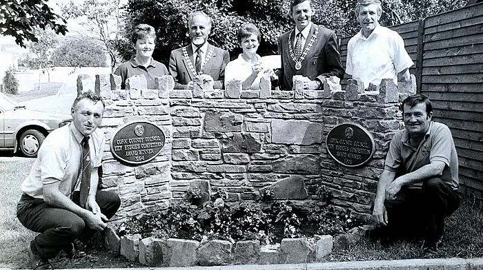 Kinsale TIdy Towns awarding Ballinacubby Estate the top prize in the local Tidy Towns competition. 1994.