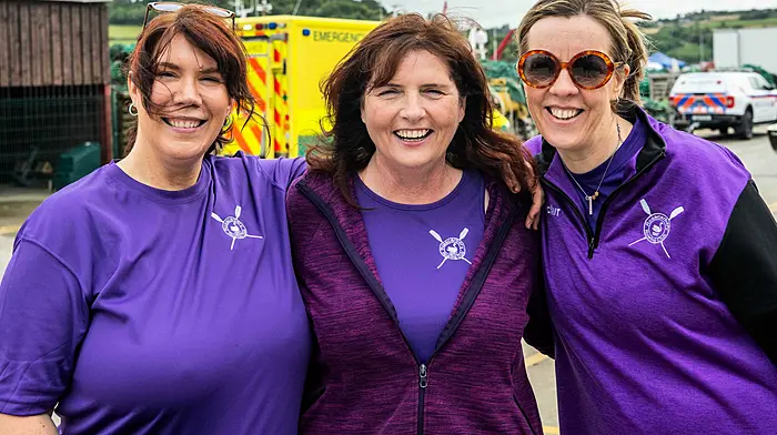 Marian O'Hara, Noreen O'Sullivan, and Eileen Hayes from Rosscarbery Rowing Club at the South West Coast Yawl regatta. (Photo: Andy Gibson)