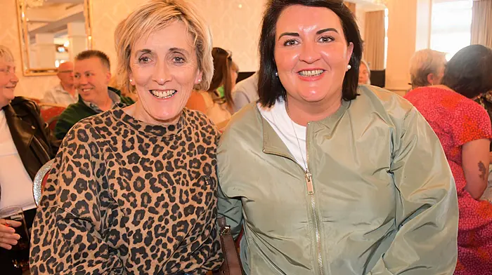 Anne and Si˙n McCullough at the West Cork Hotel, Skibbereen when the local Skibbereen Geriatric Society brought the fantastic Rebecca O'Connor who performs as Tina Turner to town to fundraise for their new building project. Photo; Anne Minihane.