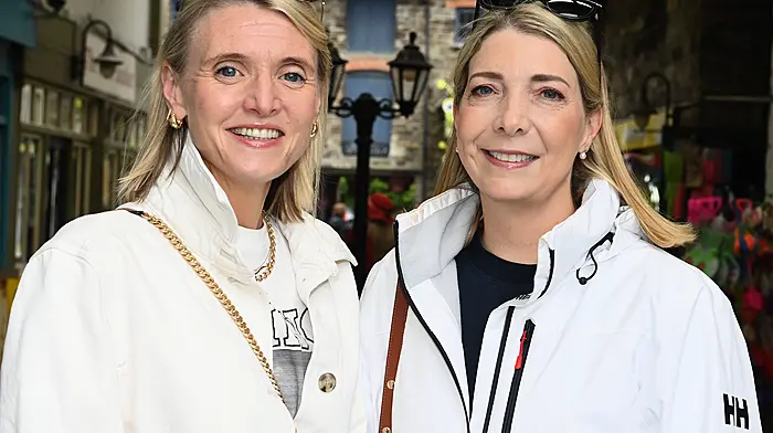 Amy Kavanagh (left) and Marguerite Murphy on a recent visit to Clonakilty during their stay in Courtmacsherry.  (Photo: Martin Walsh)