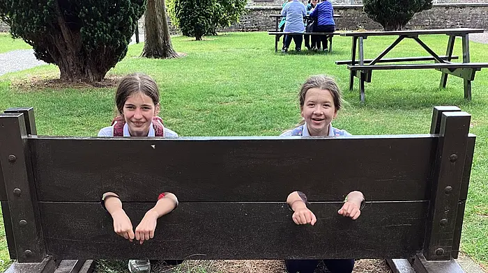St James' National School pupils Freya Horgan and Sarah Dukelow ‘misbehaving’ at Cork City Gaol.