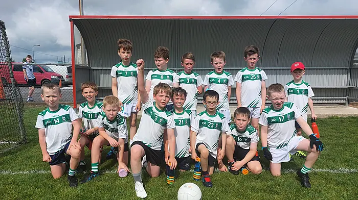 The Ilen Rovers U10 boys attended a blitz last Saturday in Skibbereen and played four mini games against O'Donovan Rossa and St James, Ardfield. Back: Quinn Breen, Alan Crowley, Noah Harmon, Aaron Hegarty, Eoghan Hegarty and Fionn Barry. Front: Seán O’Sullivan, Tadgh Barry, Darragh Fitzgerald, Michael John Whooley, Tim Sheehy, Jerry O Mahony, Cillian O'Mahony and Shane Murphy.