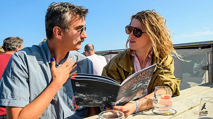 Florin Tubose from Cork and Helena O’Connor from Kinsale at the launch of the Kinsale Arts Weekend which took place at Blacks Brewery. The festival will be held from July 10th to 13th and will feature over 60 events at locations and venues throughout the town. (Photo:  John Allen)