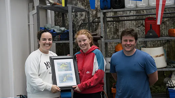 Michelle Hayes (sailing secretary, GHYC), Emma Barrett (GHYC) winner ILCA 6,  and Domhnall Coffer (race officer) at the Sprint Series at Glandore Harbour Yacht Club. This was the first time a female has taken top honours in the ILCA 6 class in the history of this Sprint Series event.