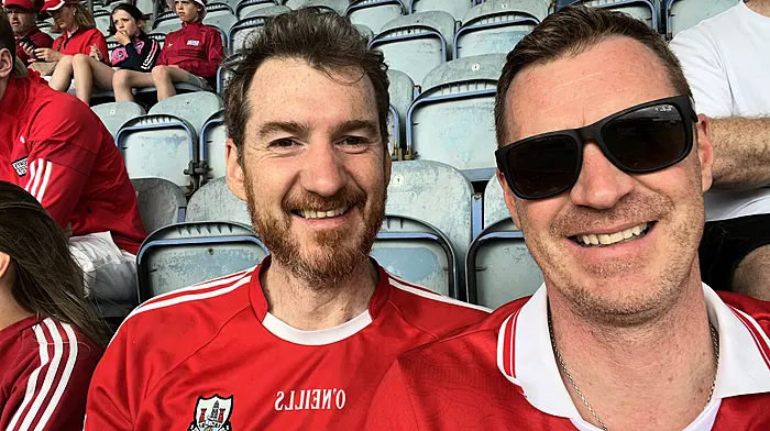 Newcestown was represented at Croke Park - Podge Moloney (left), back from Queensland to support the Rebels, with his brother Brian Moloney .