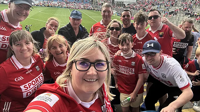 Castletownbere fans were out in force in Croke Park to cheer Cork on against Dublin. Included are Sean Cronin, Louise Flynn, Peter Dunne, William Power, Dean Hegarty, Joss Crowley, Jennifer Cronin, Anne Marie Cronin, Bernice Power, Liam Power, Don Power, Donagh Murphy and Amanda Cronin.