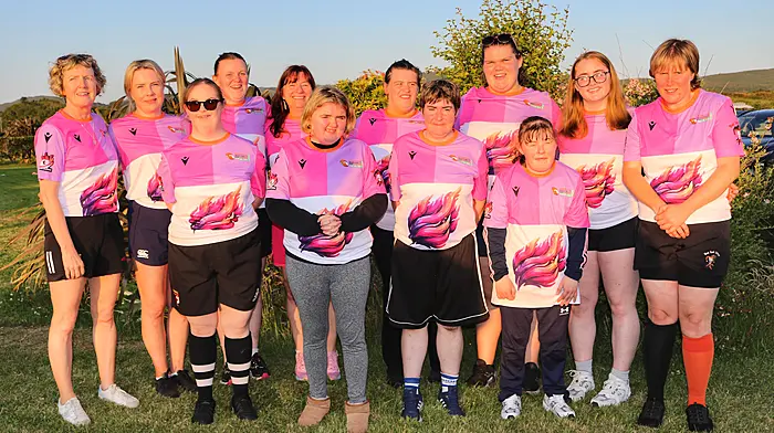 The West Cork Jesters ladies mixed ability rugby team, alongside the Ballincollig Trailblazers, won the Spirit Award at the IMART mixed ability rugby World Cup in Pamplona, Spain last week. This is the most meaningful award to be presented with as it recognises the spirit of inclusivity within the team shown on the pitch to all players. The award is voted on by many involved during the tournament, by refs, coaches, line judges and IMART representatives. From left: Noreen Cupps, Linda McCarthy,  Emily Cotter, Orlaith Cronin, Mairead Cronin, Farrah O’Shea, Ellen O’Donoghue, Fiona Riney (vice-captain) Katie Nicholas, Hannah Hourihane, Sandra O’Donoghue and Jessie Nicholson. Abbey O’Shea is missing from the photo.